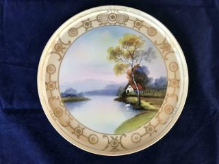 Good Antique Noritake Porcelain Hand Painted Scenic Plate.  C1900.