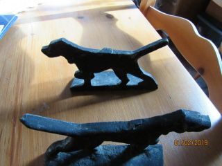 Black antique cast iron pointer dog bookends/door stops 2