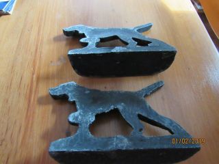 Black antique cast iron pointer dog bookends/door stops 4