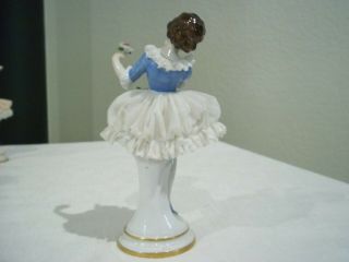 Volkstedt Dresden Lace Porcelain Victorian Dancer Figurine Signed 6