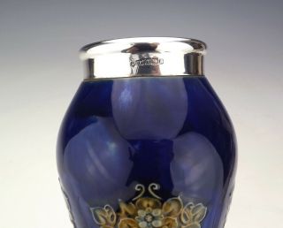 Antique Royal Doulton Stoneware - Silver Topped Art Nouveau Vase - 6