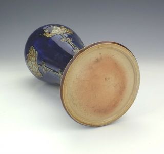 Antique Royal Doulton Stoneware - Silver Topped Art Nouveau Vase - 8