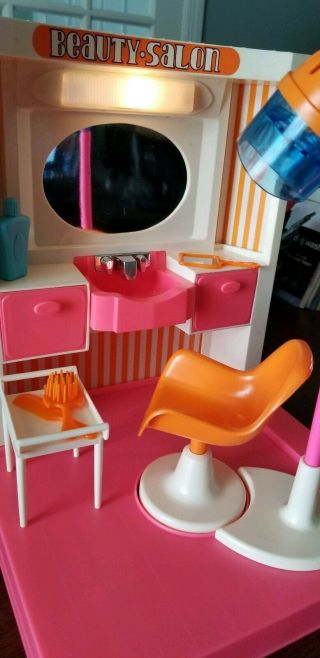 Vintage Sears Barbie Beauty Salon Orange and Pink Set 1970 ' s 2