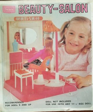 Vintage Sears Barbie Beauty Salon Orange and Pink Set 1970 ' s 5