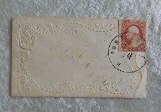 1851 Usa George Washington 3 Cents Postage Stamp On Antique Embossed Envelope