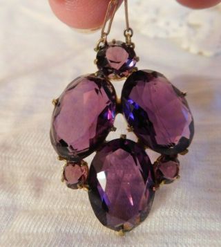 Antique Art Deco Purple Amethyst Cut Glass Pendant Necklace