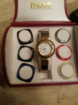Paolo Gucci Women’s.  Two Tone Ladies Watch With 7 Different Cover Heads