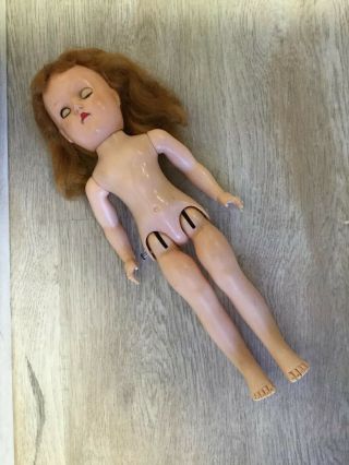 Vintage Ideal Doll,  Hard Plastic,  Flaws,  14”