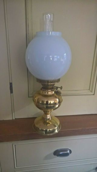 Vintage Oil /paraffin Lamp - Brass With Inner And Outer Cowl