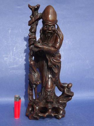 Chinese Wood Carving Of Shou Lao