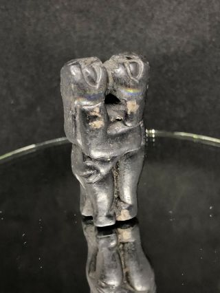 Ancient Chimu Blackware Erotic Couple Pre - Colombian Art Pendant Amulet