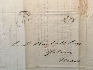 1849 Port of ORLEANS Stampless Cover BILL OF LADING Ship Plato to Salem,  MA 2