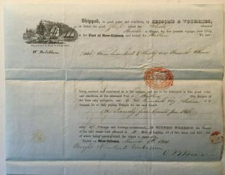 1849 Port of ORLEANS Stampless Cover BILL OF LADING Ship Plato to Salem,  MA 4