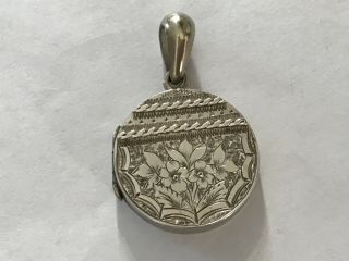 Antique Victorian 1890’s Silver Forget Me Nots Flower Locket Pendant.