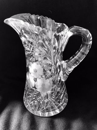Fine Antique American Brilliant Cut Glass Crystal Water Pitcher Carafe
