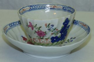 Antique 18th C Yongzheng Qianlong Cobalt Blue Floral Porcelain Cup & Saucer Set 2