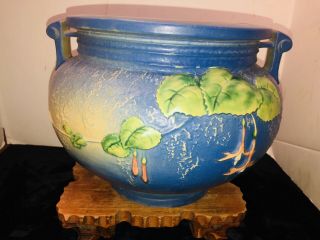 Antique Roseville 10” Blue Flower Pot