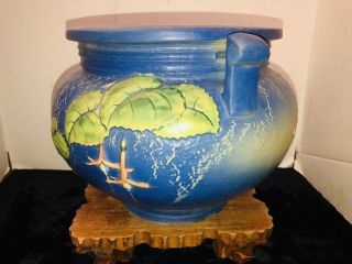 Antique Roseville 10” Blue Flower Pot 4