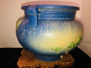Antique Roseville 10” Blue Flower Pot 5