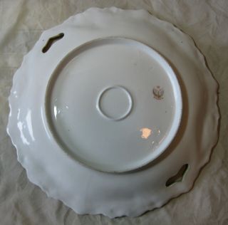 A Antique RS Prussia Porcelain Plate with Ruffled Rim & Floral Decorations 4