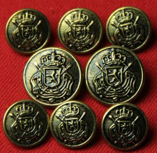 Vintage Auxerre Blazer Buttons Set Antique Gold Brass Metal 1980s Men 