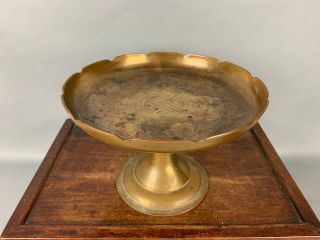 19th/20th C.  Chinese/korean Bronze Tazza Footed Plate