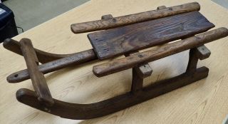 Antique Wooden Sled Solid Wood & Iron Runners 31”l