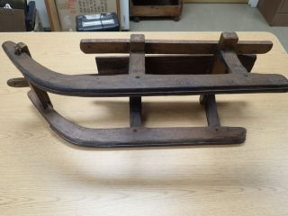 Antique Wooden Sled Solid Wood & Iron Runners 31”L 4