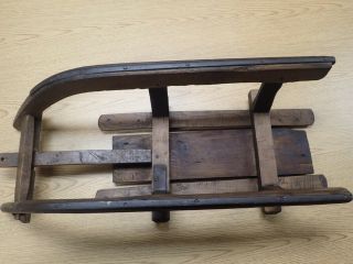 Antique Wooden Sled Solid Wood & Iron Runners 31”L 5