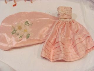 Vintage Barbie Clone Or Handmade Pink Party Dress W/ Appliqued Detachable Train