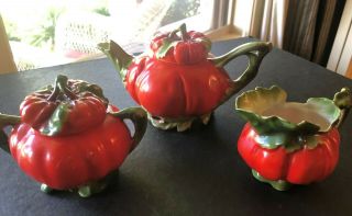 Vintage/ Antique Royal Bayreuth Tomato 3 Piece Tea Set