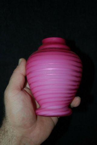 VICTORIAN PINK SATIN SWIRL MOTHER OF PEARL VASE 1880S 2