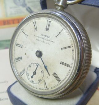 SCARCE 1890s R H Ingersoll & Sons YANKEE Early Back Wind Pocketwatch Ufix L@@K 3
