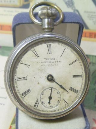 SCARCE 1890s R H Ingersoll & Sons YANKEE Early Back Wind Pocketwatch Ufix L@@K 4