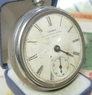 SCARCE 1890s R H Ingersoll & Sons YANKEE Early Back Wind Pocketwatch Ufix L@@K 6