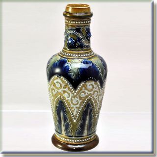 Stunning Antique Doulton Lambeth Bottle Vase - Renown Artist Eliza Simmance 1877