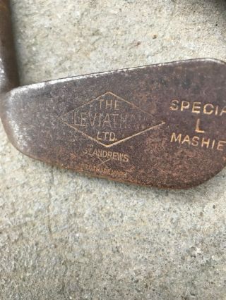 VINTAGE ANTIQUE GOLF CLUB HICKORY LEVIATHAN SPECIAL MASHIE L IRON ST ANDREWS 4