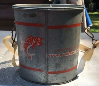 VINTAGE GALVANIZED OLD PAL FISHING MINNOW BUCKET - GREAT GRAPHICS AND 2