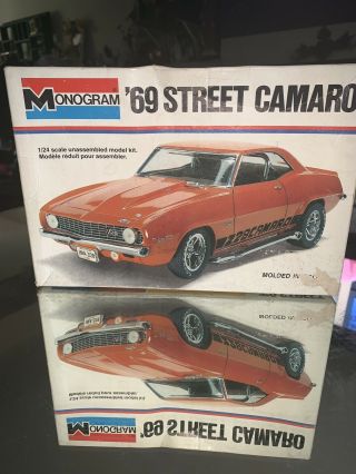 1978 Vintage 1969 Street Camaro Model Car Kit By Monogram Built Partially