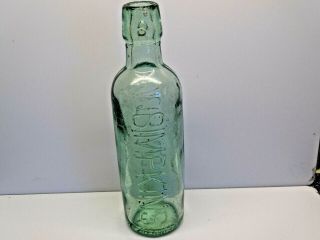 Antique Vintage Glass Bottle Light Green Simpkins Walthamstow Victorian Art Dec