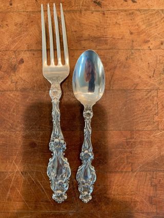 Lily By Whiting Sterling 7 5/8” Fork 5 7/8” Teaspoon No Mono 88 Grams Not Scrap