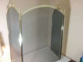 Vintage Antique Style Arched Brass Steel 3 Fold Fire Place Screen 51 " W