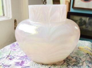 Antique Kralik White Mother Of Pearl Flwr Art Glass Posy Vase - 3 Days