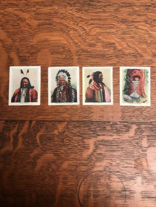 4 Antique Cinderella Poster Stamps Native American