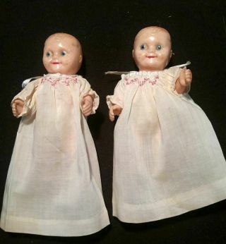 Vintage Twin Baby Dolls - 5 " - Happy Faces - Bright Eyes - Circa 1930 