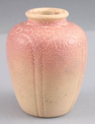 Small Antique 110 Vase Arts & Crafts Hampshire Art Pottery Pink Crackle Glaze Nr