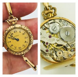 Antique Bulova Rubaiyat Pendant 15j 14k Gold Filled Wrist / Pocket Watch