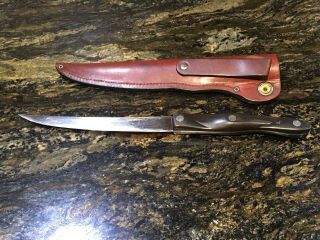 Vintage 1990 Cutco 1760 Fillet Knife W/leather Sheath Edge Sharp