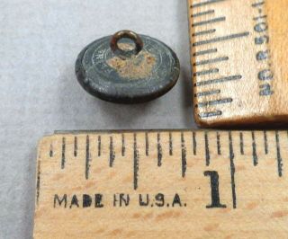 Multi - Material Antique BUTTON,  1800s Brass,  Glass,  Galena,  w/ Painted Detail 3