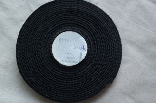 25 Yards Of 1/2 " Black Vintage Cotton Rayon Grosgrain Petersham Ribbon Hat